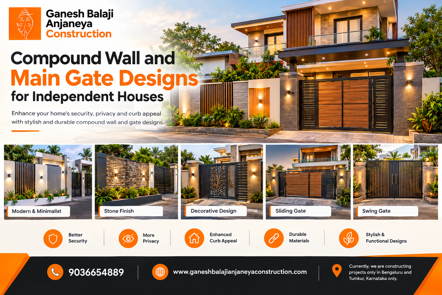Compound Wall and Main Gate Designs for Independent Houses